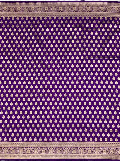 Purple Banarasi Saree with Gold Zari Butis