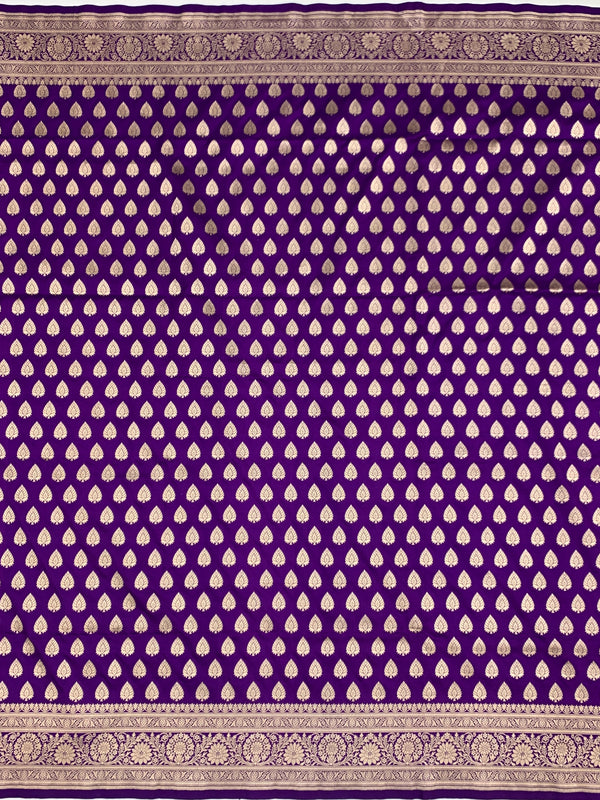Purple Banarasi Saree with Gold Zari Butis