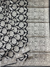 Midnight Ebony Banarasi Saree with Intricate Silver Jaal
