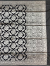 Midnight Ebony Banarasi Saree with Intricate Silver Jaal