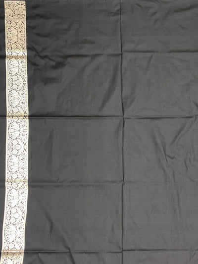 Midnight Ebony Banarasi Saree with Intricate Silver Jaal