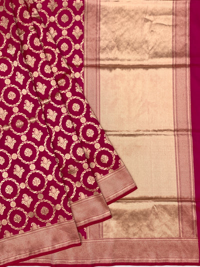 Regal Rani Pink Banarasi Saree with Gold Zari