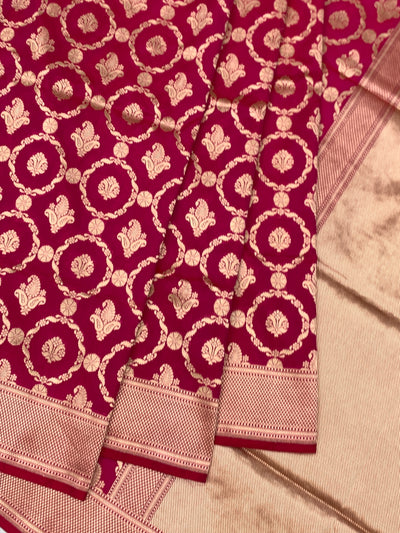 Regal Rani Pink Banarasi Saree with Gold Zari
