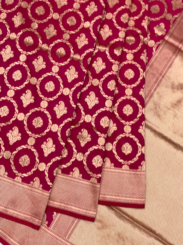 Regal Rani Pink Banarasi Saree with Gold Zari