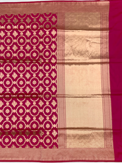 Regal Rani Pink Banarasi Saree with Gold Zari