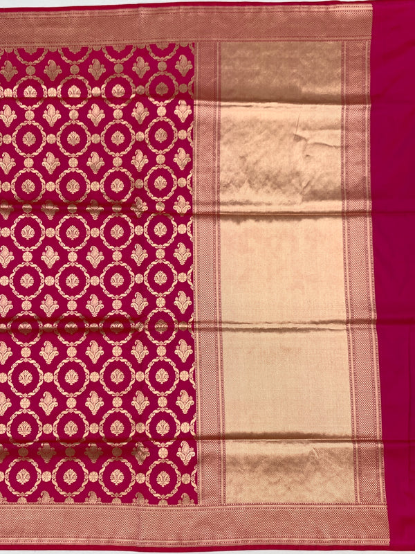 Regal Rani Pink Banarasi Saree with Gold Zari