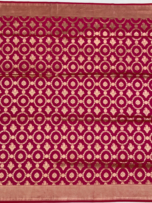 Regal Rani Pink Banarasi Saree with Gold Zari