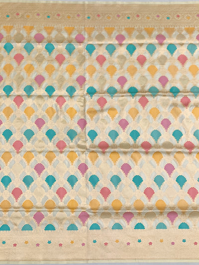 Exquisite Off-White Meenakari Banarasi Saree