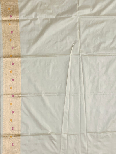 Exquisite Off-White Meenakari Banarasi Saree