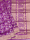 Majestic Magenta Purple Banarasi Silk Saree with Gold Zari Floral Jaal