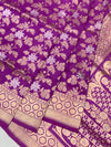 Majestic Magenta Purple Banarasi Silk Saree with Gold Zari Floral Jaal