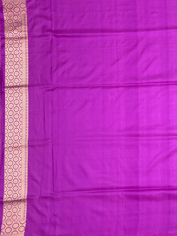 Majestic Magenta Purple Banarasi Silk Saree with Gold Zari Floral Jaal