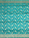 Exquisite Teal Banarasi Silk Saree with Floral Jaal & Silver Zari