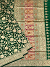 Exquisite Emerald Green Pichwai Motif Banarasi Silk Saree with Jharokha Pallu