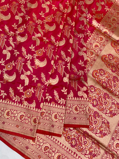 Exquisite Rani Pink Handloom Banarasi Silk Saree