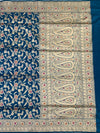 Majestic Peacock Blue Banarasi Silk Saree with Meenakari Jaal