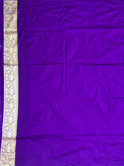 Exquisite Purple Banarasi Katan Silk Shikargah Saree