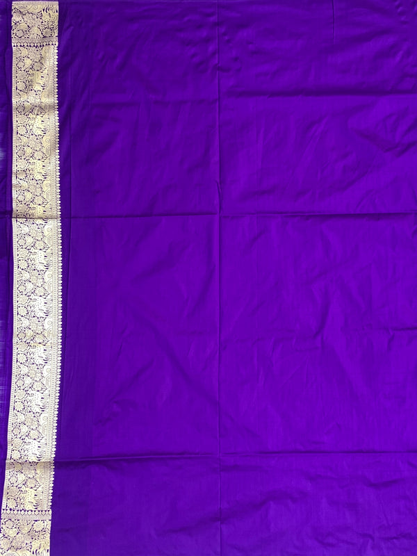 Exquisite Purple Banarasi Katan Silk Shikargah Saree