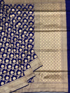 Royal Blue Floral Jaal Banarasi Silk Saree
