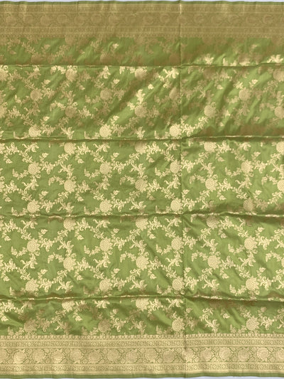 Pistachio Green Flora Banarasi Saree