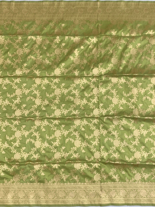 Pistachio Green Flora Banarasi Saree
