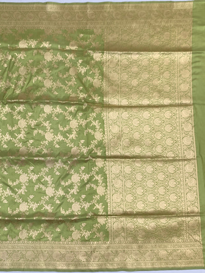 Pistachio Green Flora Banarasi Saree