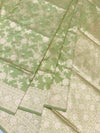 Pistachio Green Flora Banarasi Saree