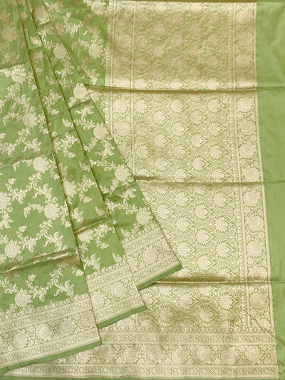 Pistachio Green Flora Banarasi Saree