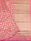 Exquisite Rose Pink Banarasi Silk Saree with Scalloped Floral Jaal