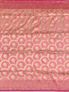 Exquisite Rose Pink Banarasi Silk Saree with Scalloped Floral Jaal