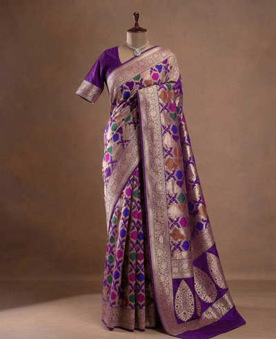 Royal Purple Meenakari Banarasi Saree