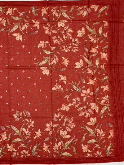 Bhagalpuri Tussore Silk Saree Red In Colour