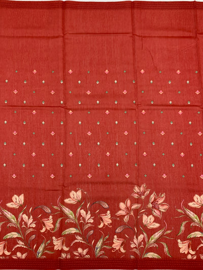 Bhagalpuri Tussore Silk Saree Red In Colour