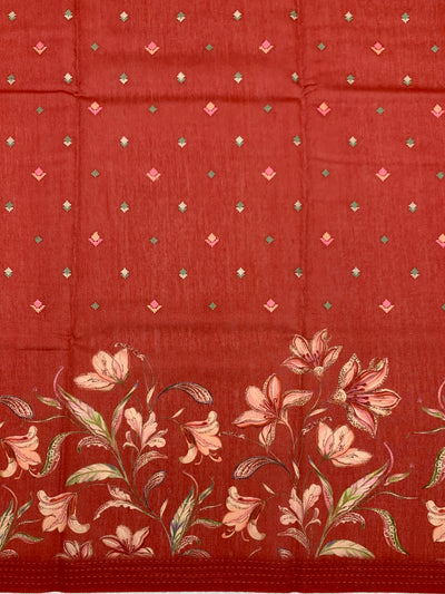 Bhagalpuri Tussore Silk Saree Red In Colour
