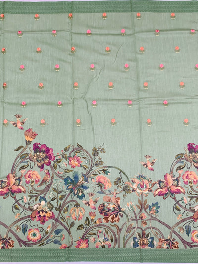 Bhagalpuri Tussore Silk Saree Pastel-Green In Colour