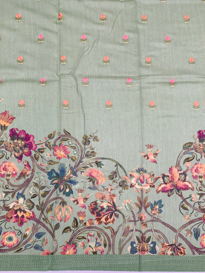 Bhagalpuri Tussore Silk Saree Pastel-Green In Colour