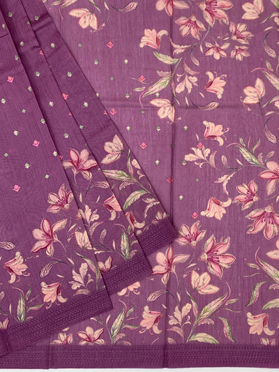 Bhagalpuri Tussore Silk Saree Purple In Colour