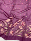 Bhagalpuri Tussore Silk Saree Purple In Colour
