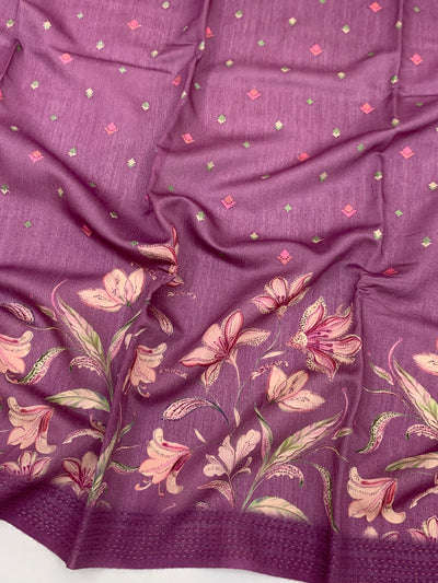 Bhagalpuri Tussore Silk Saree Purple In Colour