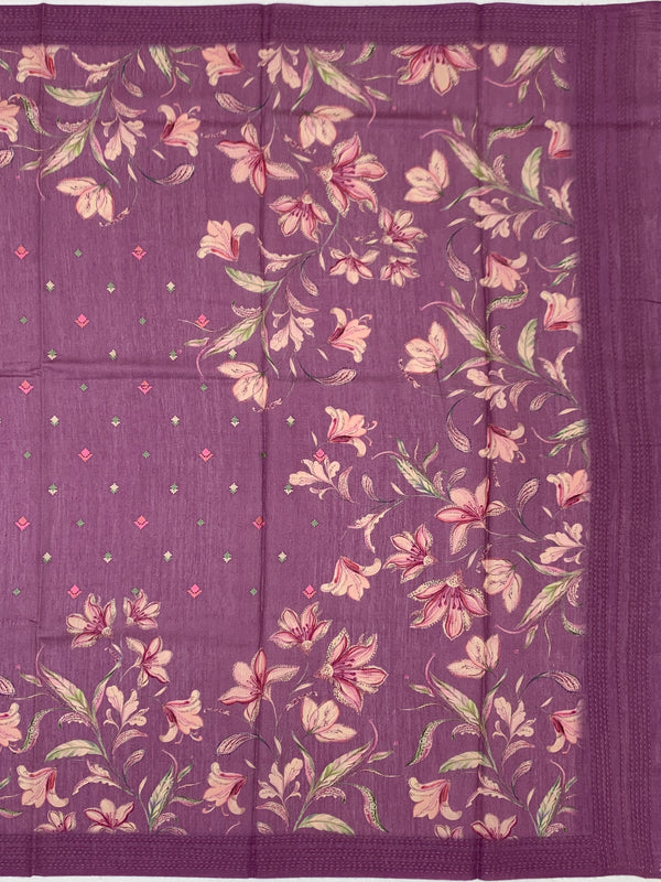 Bhagalpuri Tussore Silk Saree Purple In Colour