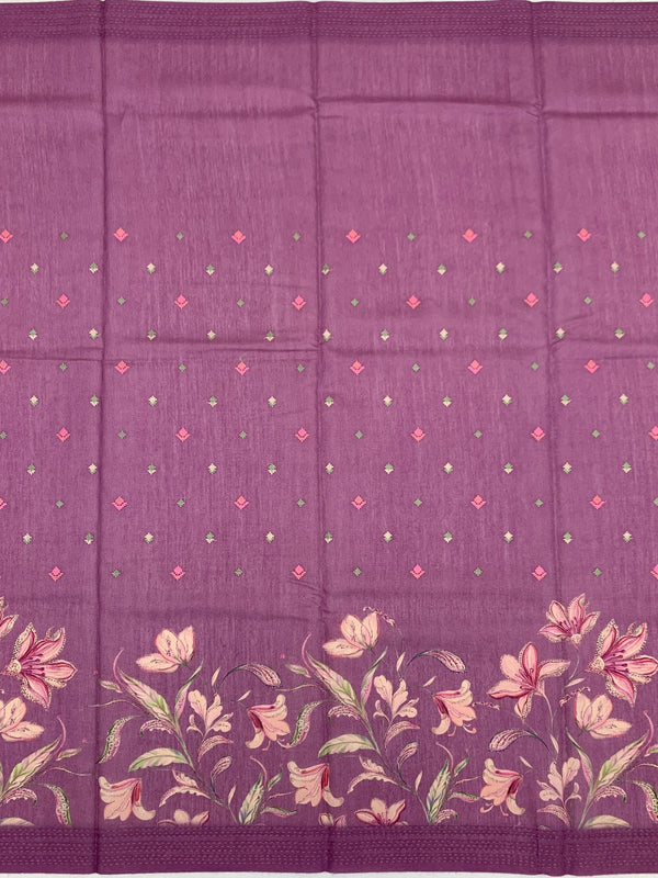 Bhagalpuri Tussore Silk Saree Purple In Colour