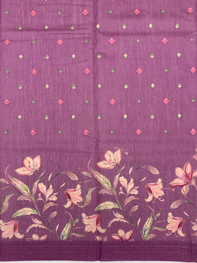 Bhagalpuri Tussore Silk Saree Purple In Colour