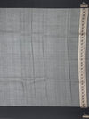 Elegant Metallic Grey & Black Geometric Brocade Silk Kora Saree