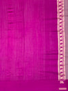 Elegant Champagne & Magenta Brocade Silk Kora Saree