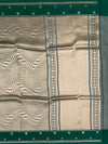 Contemporary Geometric Brocade Silk Kora Saree in Deep Green