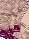 Elegant Champagne & Magenta Brocade Silk Kora Saree
