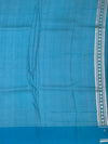 Exquisite Silver Brocade Silk Kora Saree with Cerulean Blue Border