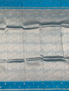 Exquisite Silver Brocade Silk Kora Saree with Cerulean Blue Border