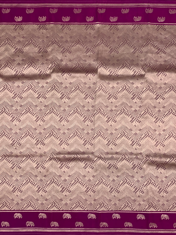 Geometric Brocade Silk Kora Saree