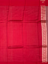 Radiant Red Brocade Silk Kora Saree with Geometric Weave & Traditional Border